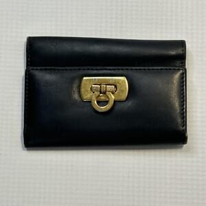 Salvatore Ferragamo Key Holder Wallet Leather Gold Gancini Made in Italy Accesso